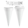 Ice Cream Cone Template Vector. For Dessert, Yogurt. Plastic Or Carton Tub. Isolated On White Background Illustration. Royalty Free Stock Photo