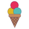 Ice cream cone with three scopes blue lines Royalty Free Stock Photo