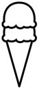 Ice cream cone with two scoop icon. Vector outline illustration