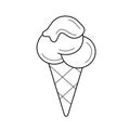 Ice cream cone vector line icon. Royalty Free Stock Photo