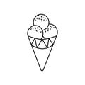 Ice cream cone vector line icon, sign, illustration on background, editable strokes Royalty Free Stock Photo