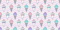 Ice cream cone vector seamless pattern, cute summer background, cartoon food print, funny sweet wallpaper. Pastel grunge wawe Royalty Free Stock Photo