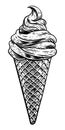 Ice Cream Cone Vintage Woodcut Etching Style