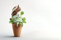 Ice cream cone on a white background, created with generative ai