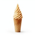 Ice Cream Cone On White Background: Vray Tracing, Warm Tonal Range, Focus Stacking