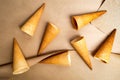 Ice cream cones against beige background