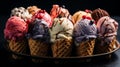 Delicious Gelato Cones In Dark And Moody Still Life Photography Royalty Free Stock Photo