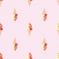 Ice cream cones and polka dot seamless pattern