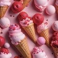 Ice Cream Cones with a Valentines Day Flair in Pink and Red