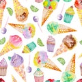 Ice cream and confection pattern on a white background Royalty Free Stock Photo