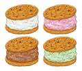 Ice Cream Cookie Sandwich in Various Flavor