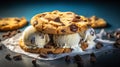 Ice cream cookie: Thick cookies hugging a slab of creamy ice cream, a duo forming a sweet harmony