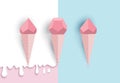 Ice cream corn idea, geometric, paper art style, with pastel