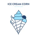 Ice cream corns icon. Vector illustration of three ice cream cones with different flavors. Modern icon of an ice cream cone Royalty Free Stock Photo
