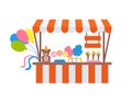 Ice-cream and Cotton Candy Store, Sweets Vector