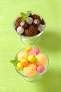 Ice cream coupes with chocolate truffles and fruit-flavored pralines