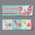 Ice cream coupon discount template flat design Royalty Free Stock Photo