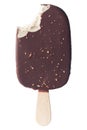 Ice cream covered with chocolate, clipping path, isolated