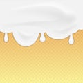 Ice cream or cream melted waffle background. Vector illustration.