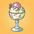 ice cream in creamer pinup pop art vector