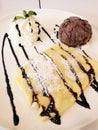 Ice cream crepes Royalty Free Stock Photo