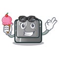 With ice cream ctrl button isolated in the mascot Royalty Free Stock Photo