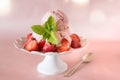 Ice cream cup with strawberries Royalty Free Stock Photo