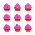 ice cream cup icon set vector emoticon Royalty Free Stock Photo