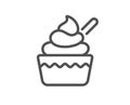 Ice cream cup line icon. Vanilla sundae sign. Vector