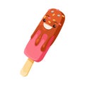 Ice Cream with Cute Face as Frozen Dessert Vector Illustration