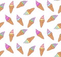 Ice cream cute seamless vector pattern