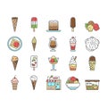 Ice Cream Delicious Dessert Food Icons Set Vector Royalty Free Stock Photo