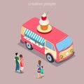 Ice cream desert sweet cafe fast street food 3d isometric vector