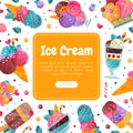 Ice-cream Design with Frozen Confection and Sweet Dessert Vector Template