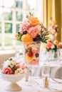 Ice cream desserts buffet table, event food catering for wedding, party and holiday celebration, ice creams and flowers decor in a Royalty Free Stock Photo