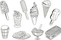 Ice cream dishes vectors art