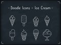 Ice Cream Doodle Icons Royalty Free Stock Photo
