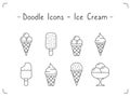 Ice Cream Doodle Icons Royalty Free Stock Photo