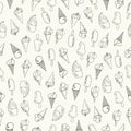 Ice Cream doodles seamless pattern