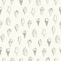 Ice Cream doodles seamless pattern