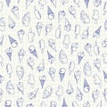 Ice Cream doodles seamless pattern