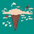 Ice cream dream and fantasy illustration