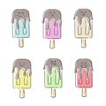 Ice cream emoji set. Vector illustration with ice creams with different emotions