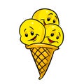 Ice cream emoticon character cooking cartoon illustration