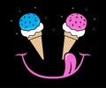 Ice cream emoticon vector illustration