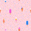 Ice cream, eskimo and cones seamless pattern