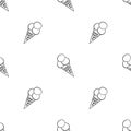 Ice cream, eskimo, waffle cone. Seamless pattern in doodle and cartoon style on pink background Royalty Free Stock Photo