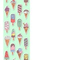 Ice cream, eskimo, waffle cone. Vector illustration in doodle and cartoon style. Colorful.