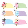 Ice cream flat cute icons and bubbles chat collection Royalty Free Stock Photo