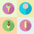 Ice cream flat icon with long shadow